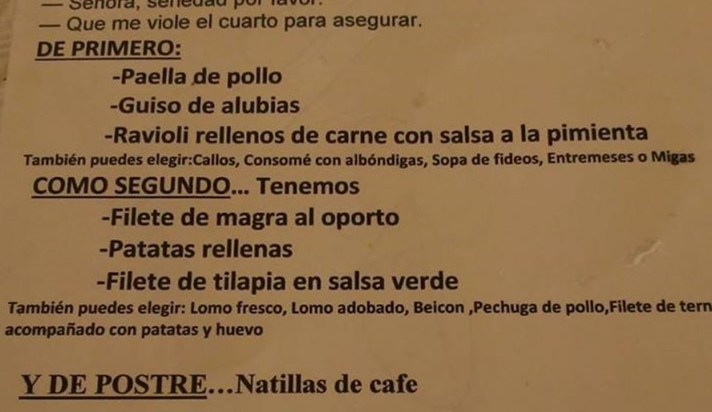 Carta restaurante menú Cartagena| DA