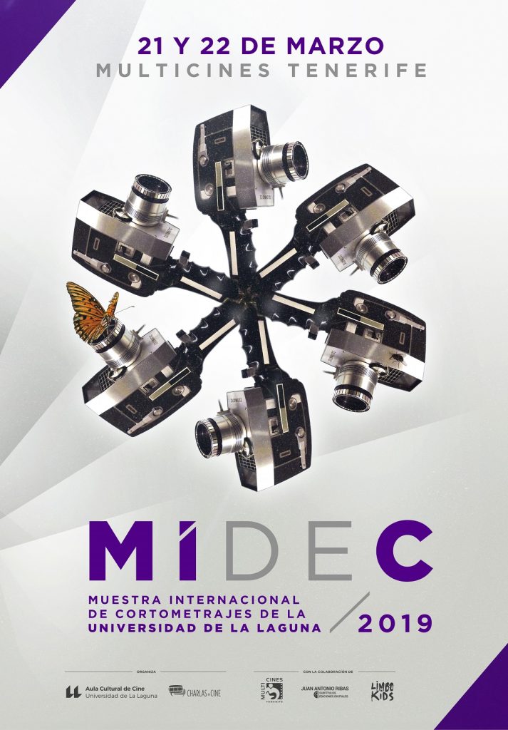 Cartel de la Muestra Internacional de Cortometrajes de la Universidad de La Laguna (MIDEC) 2019.