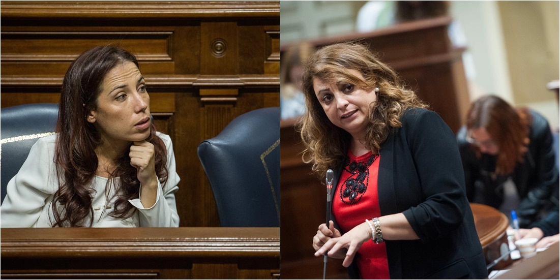 Patricia Hernández (PSOE) y Cristina Valido (CC), consejeras de Políticas Sociales. DA