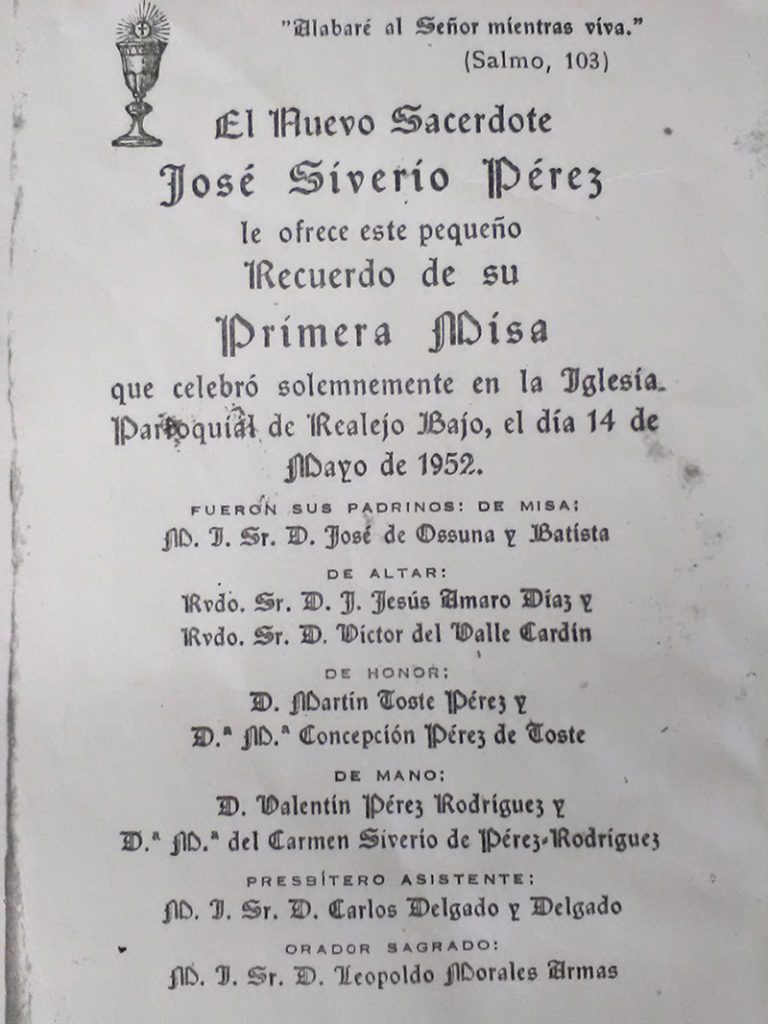 Recuerdo de la primera misa de José Siverio Pérez