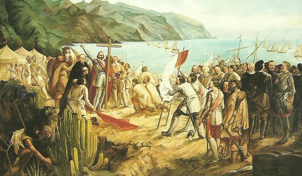 Misa en Añazo, 3 de mayo de 1494. Óleo de Gumersindo Robayna