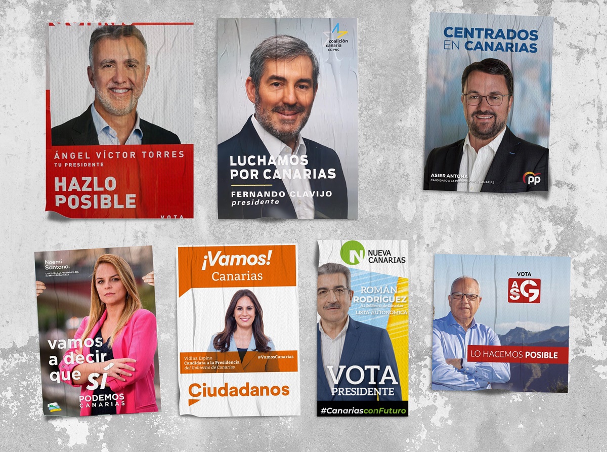 Carteles electorales de los candidatos a la Presidencia del Gobierno de Canarias. DA