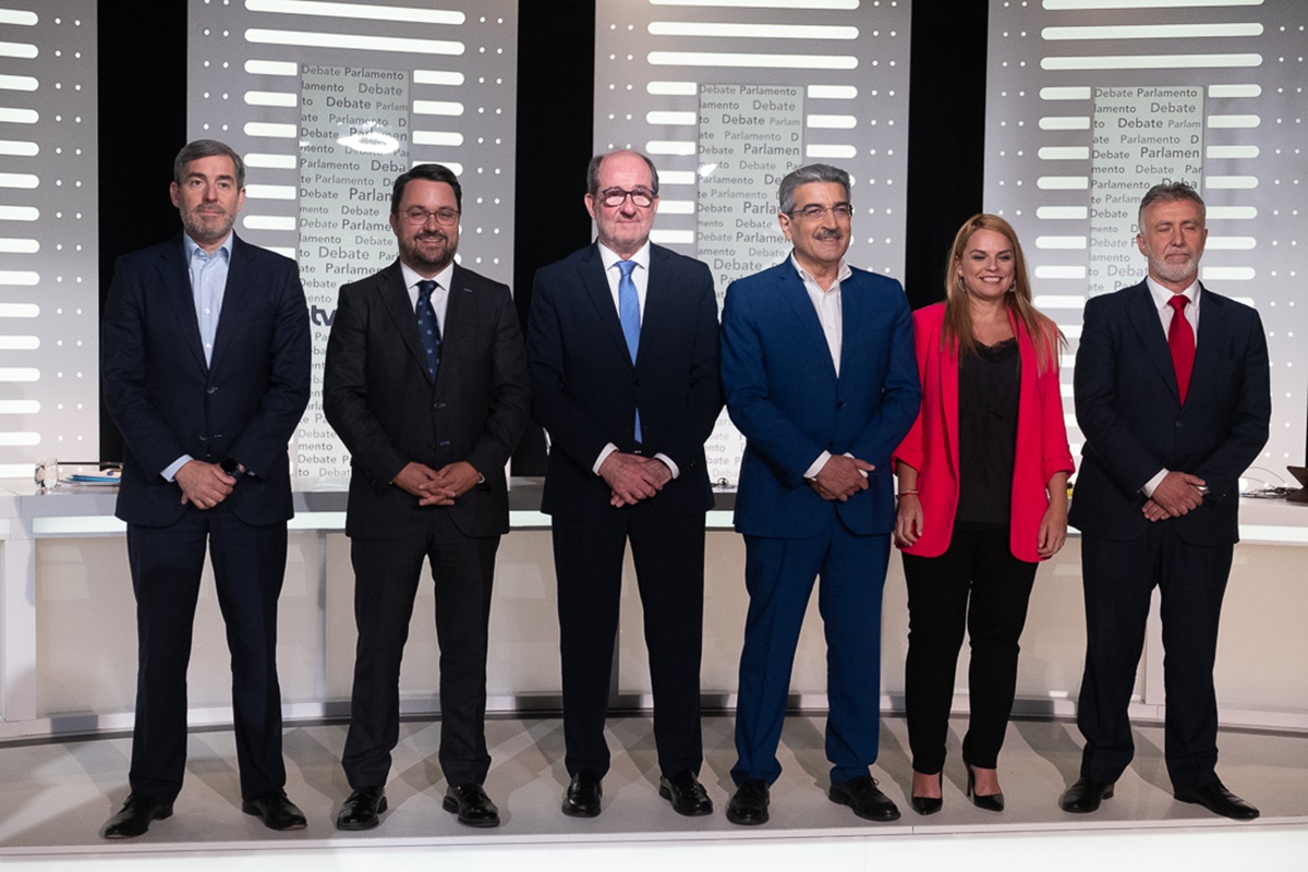Foto de familia del debate celebrado ayer en la Radio Televisión Canaria. Fran Pallero
