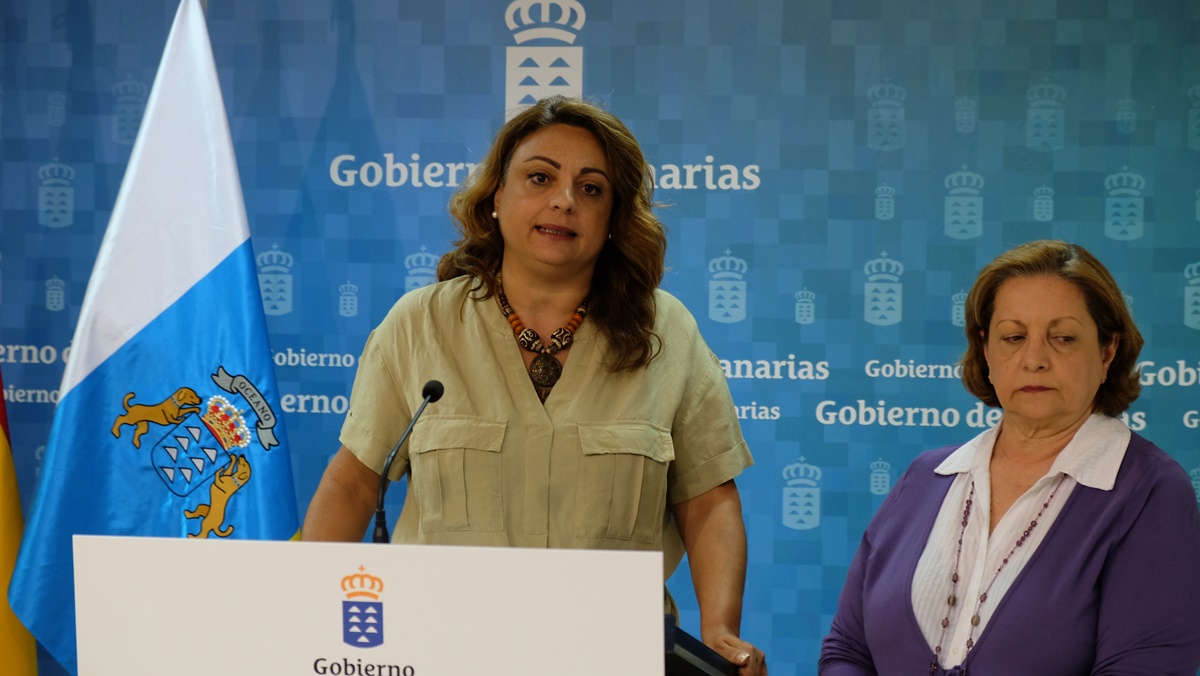 Cristina Valido, durante la rueda de prensa en la que explicó las medidas que va a adoptar el Gobierno canario. DA
