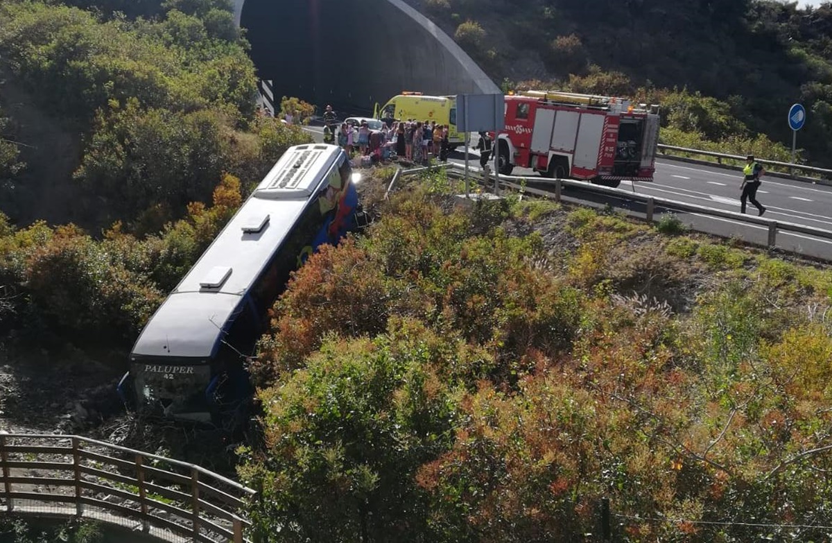 Una guagua se sale de la carretera y cae por un desnivel en Icod de los ...