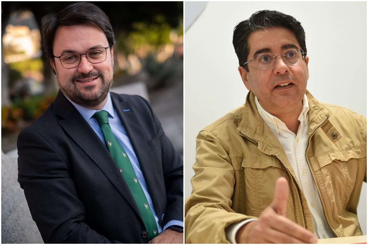 A la izquierda, el presidente del PP en las Islas, Asier Antona. A la derecha, el futuro presidente del Cabildo de Tenerife, si prospera la censura, Pedro Martín (PSOE). DA