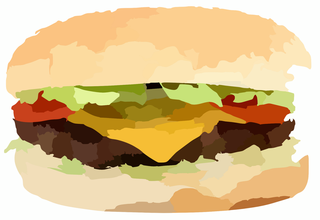 Ilustración de hamburguesa. Pixabay