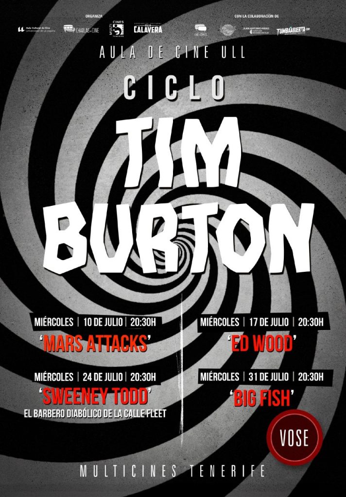 Cartel del ciclo de cine dedicado a Tim Burton del Aula de Cine de la ULL.