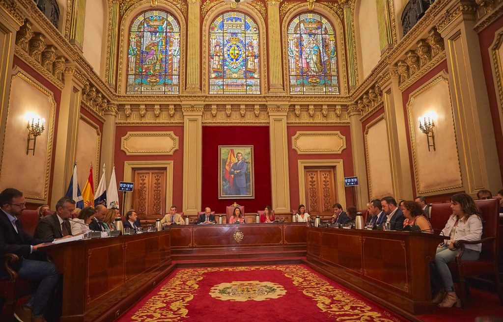 El primer Pleno del nuevo mandato se celebró, ayer, en el Ayuntamiento de Santa Cruz. / DA