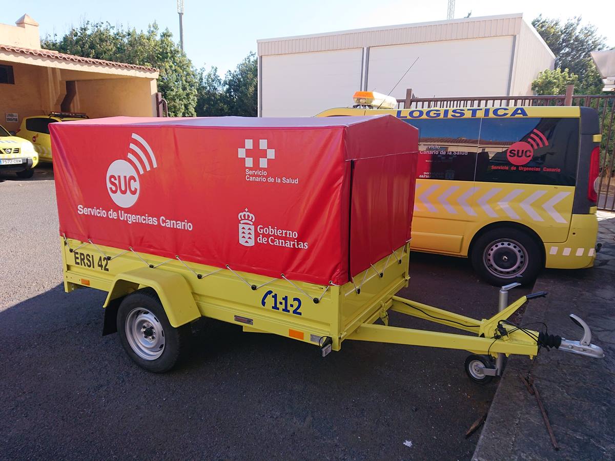 Imagen del remolque del SUC destinado a La Gomera, dotado de equipos de respuesta sanitaria inmediata. DA