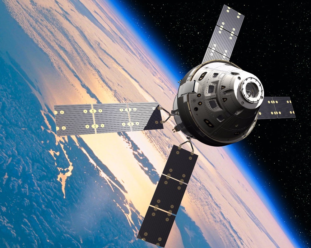 La nave Orión es una colaboración entre la NASA y la ESA, con capacidad para cuatro astronautas. Lockheed Martin
