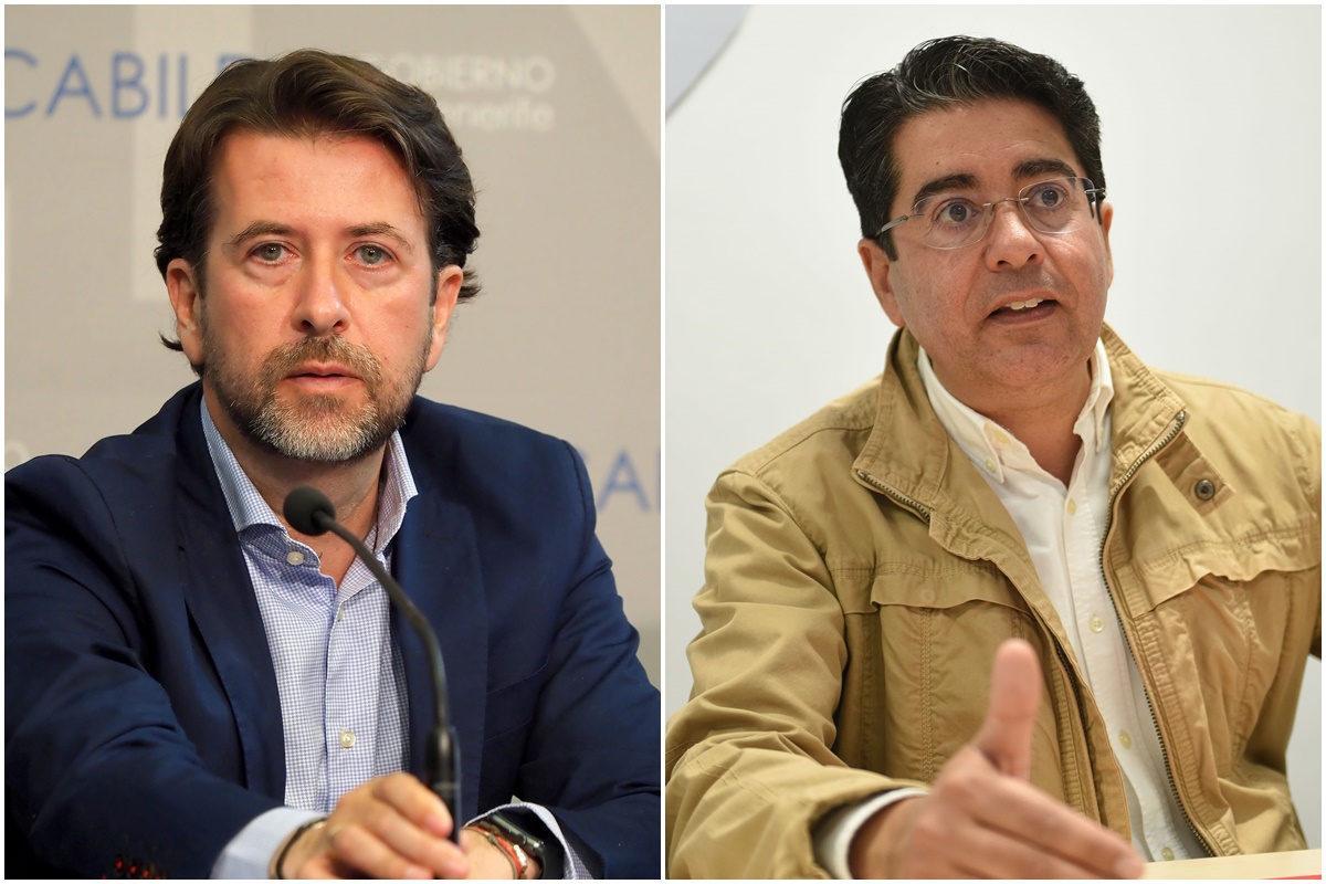 A la izquierda, el presidente del Cabildo, Carlos Alonso (CC). A la derecha, Pedro Martín (PSOE). Sergio Méndez