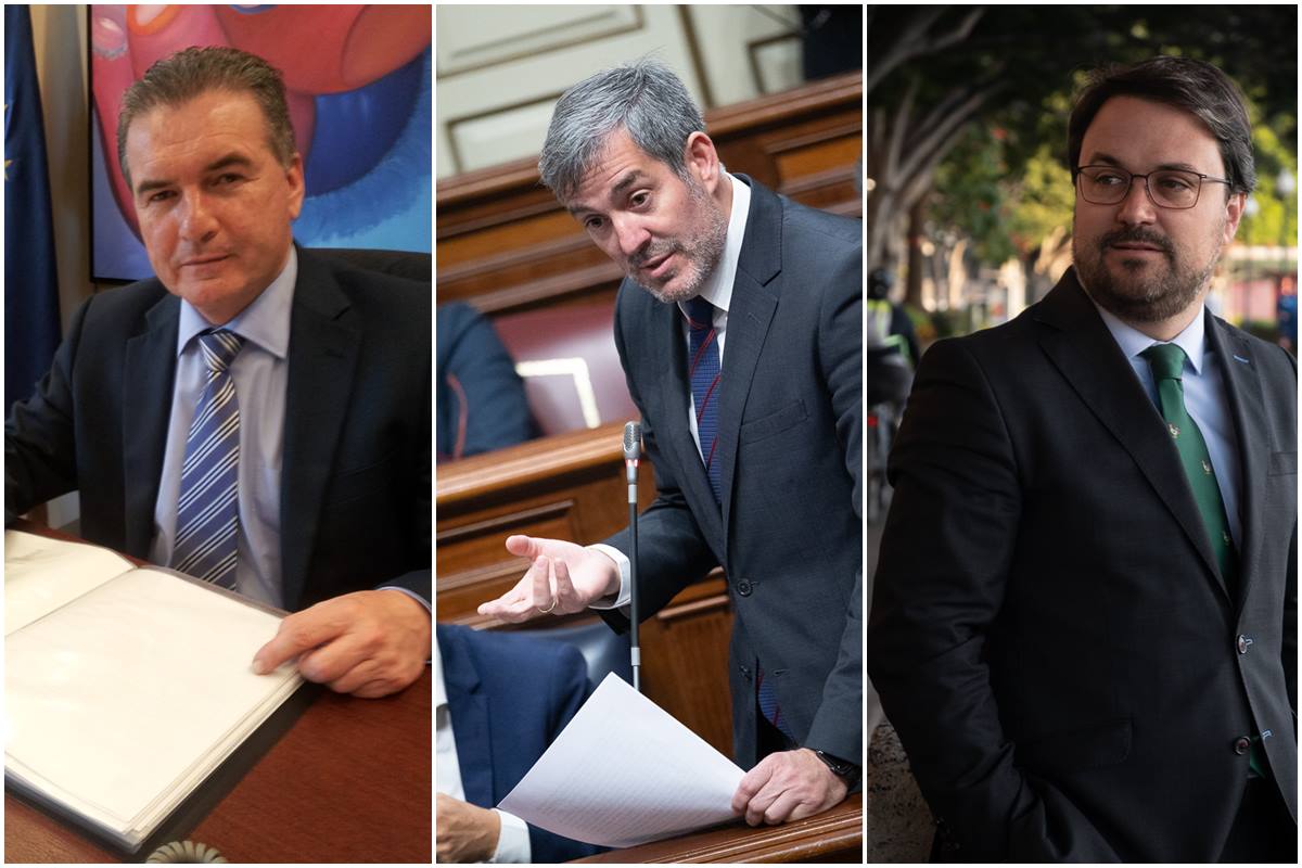 De izquierda a derecha, los próximos senadores en representación de la Comunidad Autónoma: Pedro Ramos (PSOE), Fernando Clavijo (CC) y Asier Antona (PP). DA