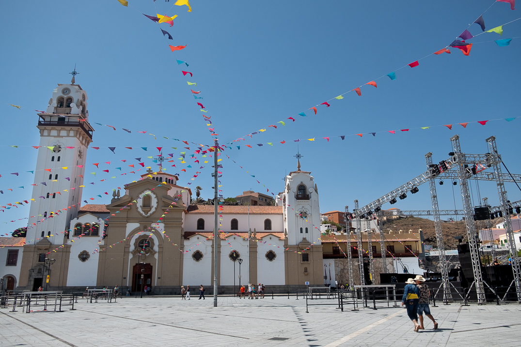 La plaza de la Patrona de Canarias será, un año más, el punto neurálgico de la celebración de las Fiestas en Honor a la Virgen de Candelaria. Fran Pallero