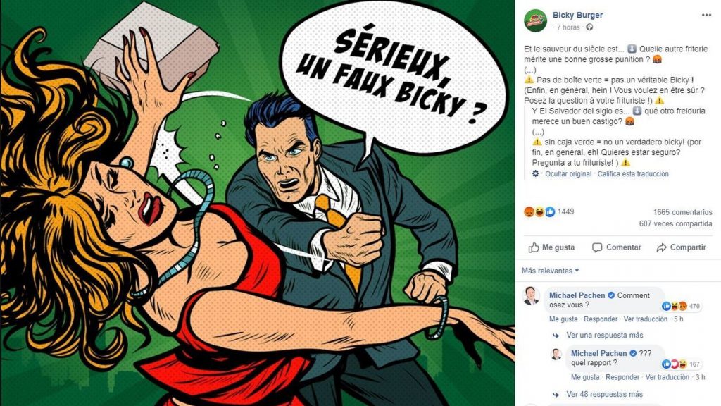 El polémico anuncio de Bicky Burger. Facebook