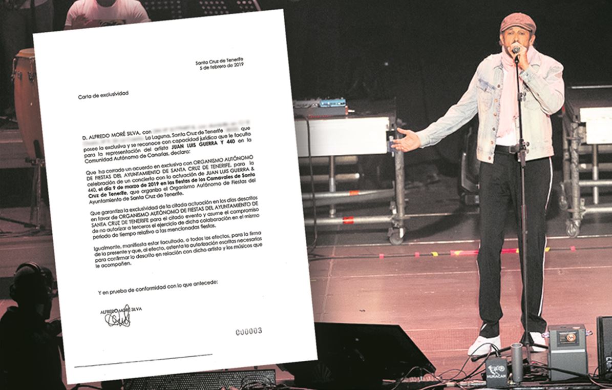 La carta en que Moré Silva dice estar en posesión de la “exclusividad artística” de Juan Luis Guerra para el concierto del pasado 9 de marzo. DA