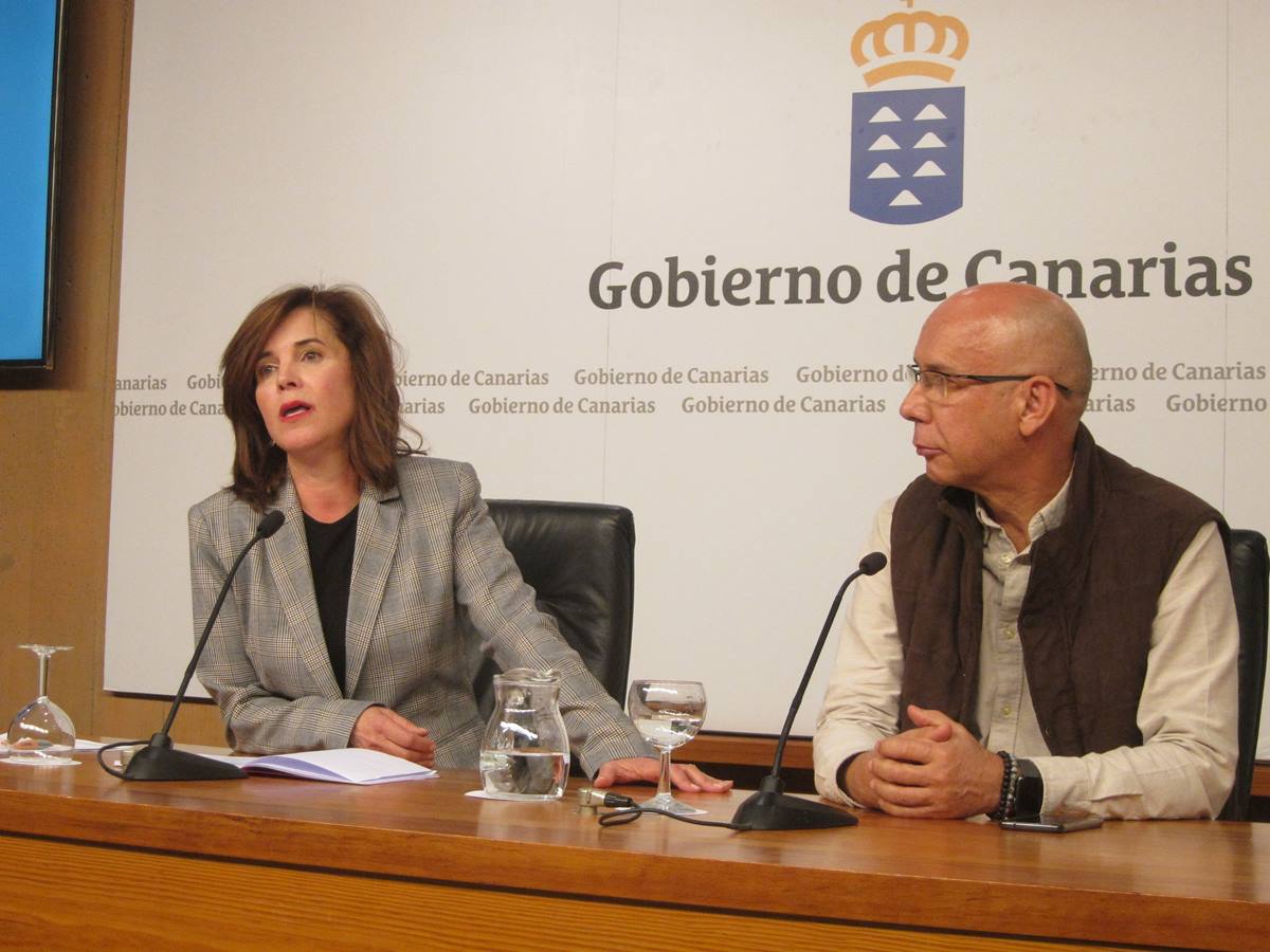 Teresa Cruz, consejera de Sanidad del Gobierno de Canarias, y Domingo Núñez, jefe de Epidemiología. Europa Press