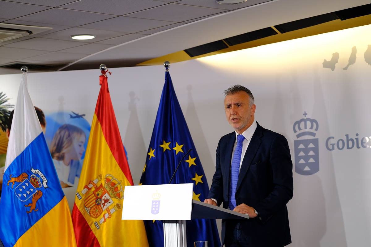 El presidente del Gobierno de Canarias, Ángel Víctor Torres, comparece en una rueda de prensa virtual. DA