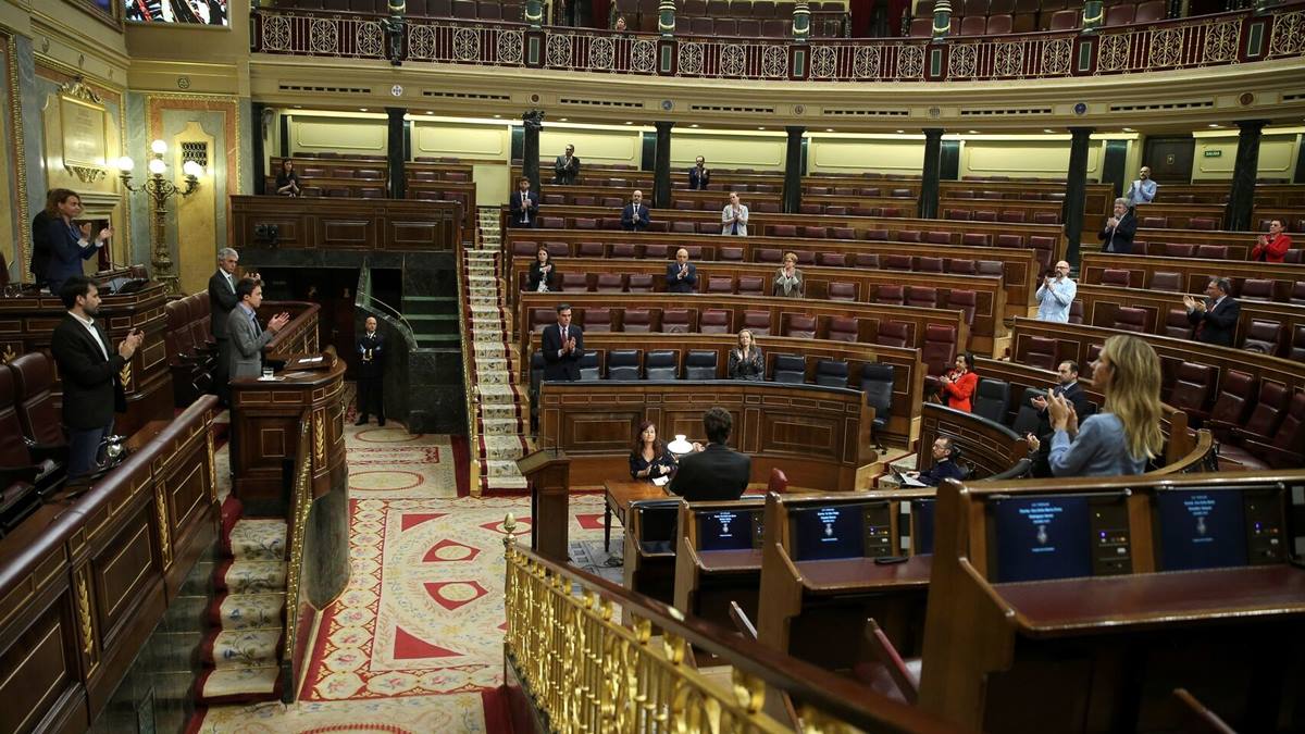 La Cámara de los Diputados se sumó al aplauso que, a diario, dan los ciudadanos                     a la labor de los sanitarios. El Español