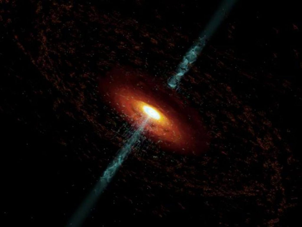 Recreación artística de un núcleo activo de galaxia. Universidad de Boston / Cosmovision