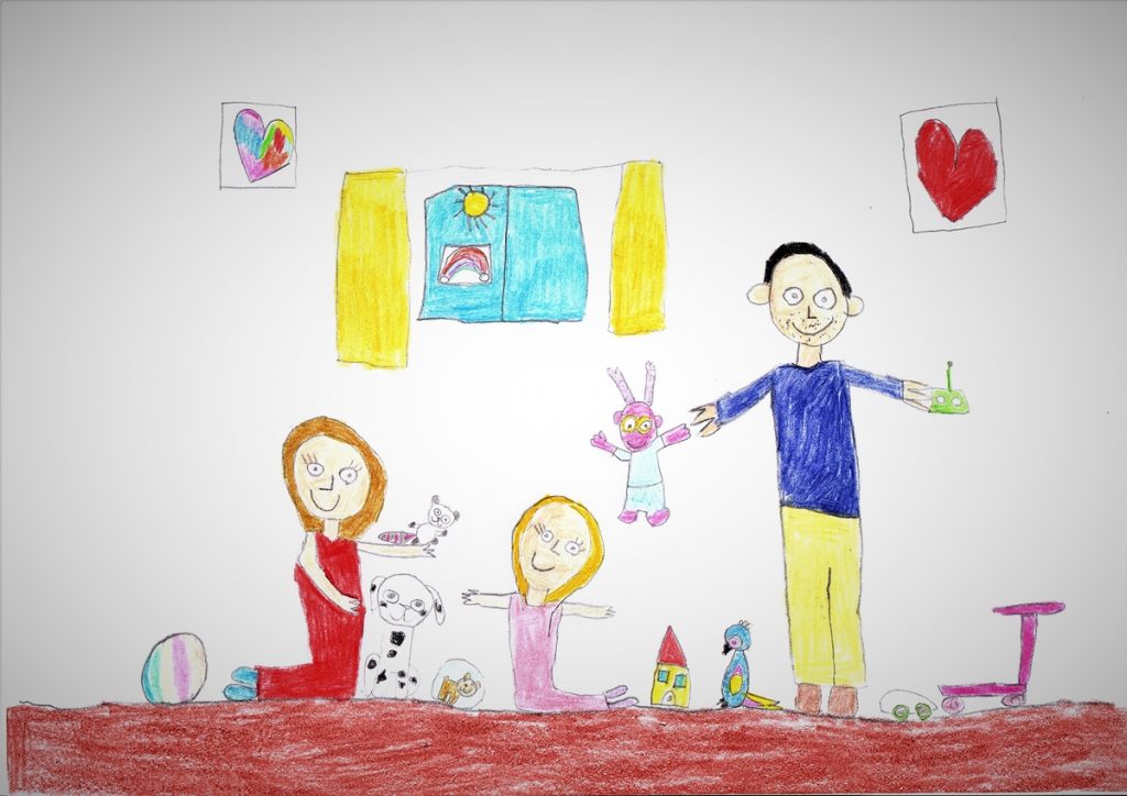 Primer Premio entre los dibujos presentados de 3 a 5 años de edad a Adriana Isabel (4 años)