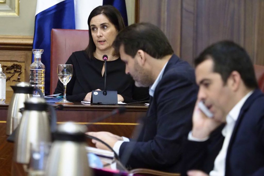 Marta Arocha, ayer, durante su intervención en la Comisión de Control del Ayuntamiento de Santa Cruz. S. Méndez
