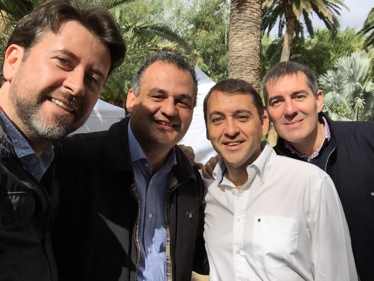 Carlos Alonso, José Alberto Díaz, José Manuel Bermúdez y Fernando Clavijo, en un acto electoral de 2015