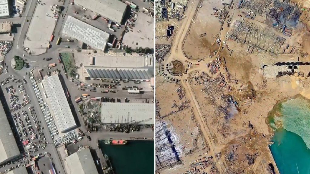 El antes y el después de la explosión en Beirut