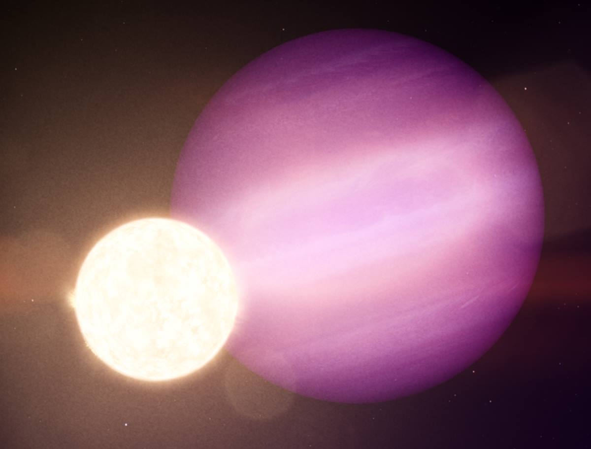 En esta ilustración, WD 1856 b, un potencial planeta del tamaño de Júpiter, orbita su tenue estrella enana blanca cada día y medio. NASA