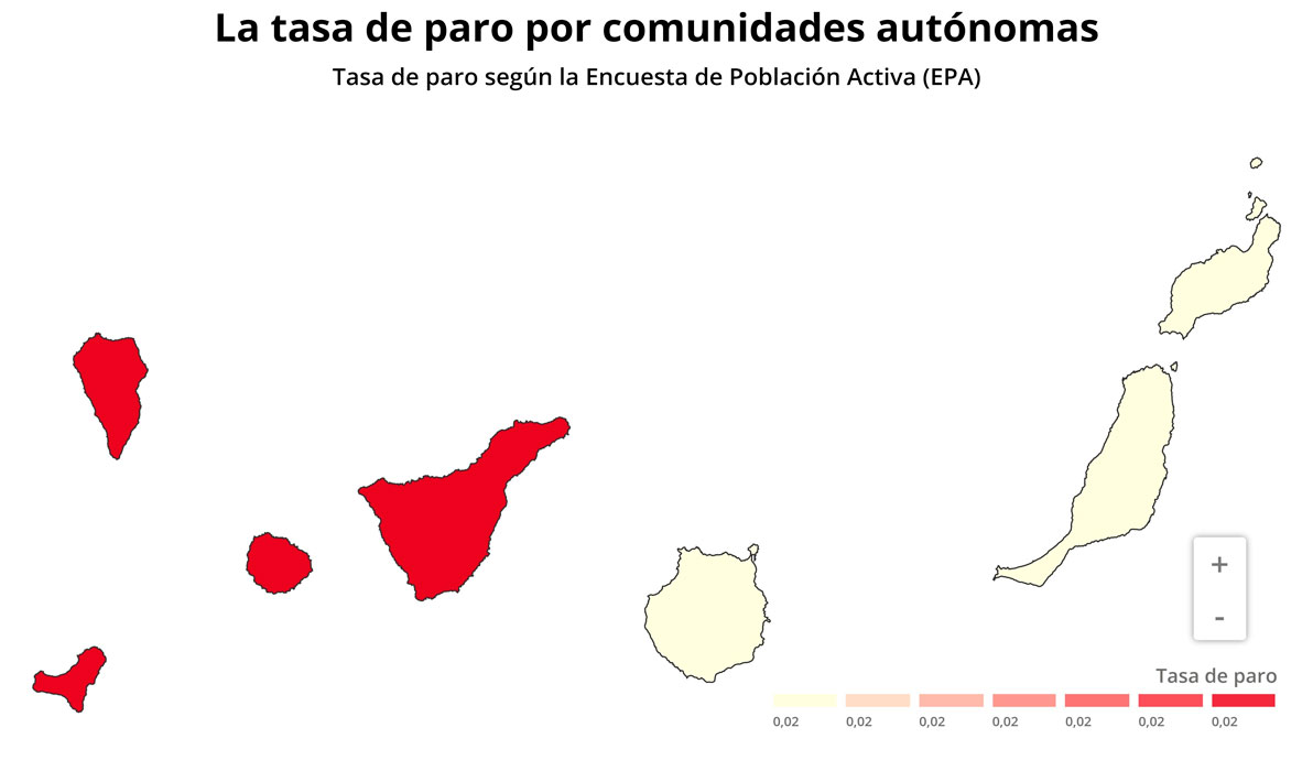 Tasa de paro en Canarias en el tercer trimestre de 2020