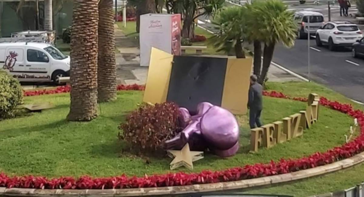Super Mario en una rotonda de Santa Cruz de La Palma. Twitter (@Juanfer_hm)