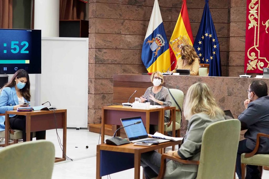 La consejera de Economía, Conocimiento y Empleo, Elena Máñez, comparece en la comisión correspondiente del Parlamento de Canarias. Sergio Méndez