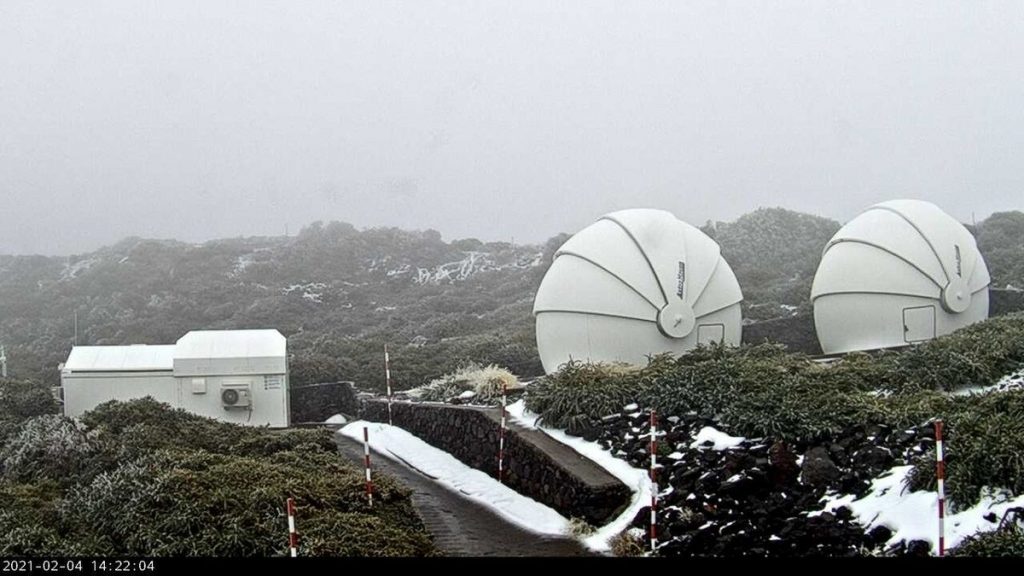La nieve llegó ya ayer al Roque de Los Muchachos, en La Palma. Canarias Ahora