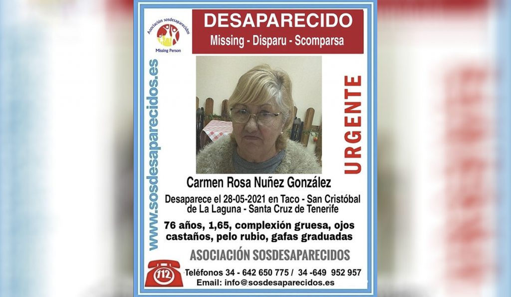 Buscan a Carmen Rosa, desaparecida en Tenerife. SOS Desaparecidos