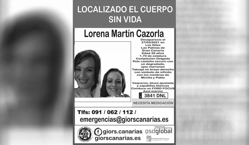 Hallan el cuerpo sin vida de Lorena Martín. Giors Canarias