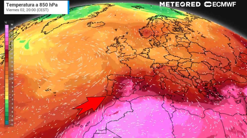 La masa de aire cálido ascendiendo desde África / Meteored