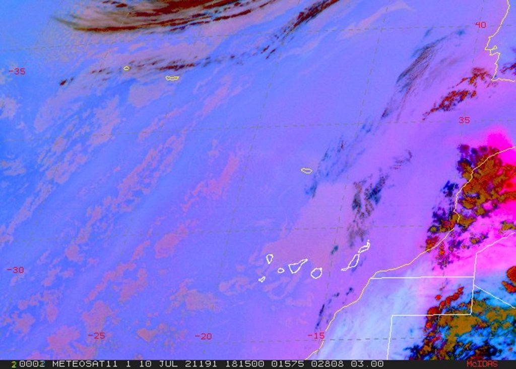 Imagen satélite del RGB dust. Aemet Canarias