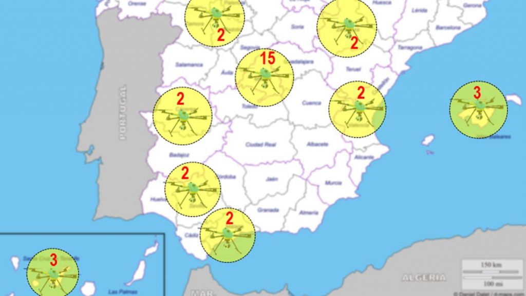 El mapa por donde vuelan los 39 drones. E. E.