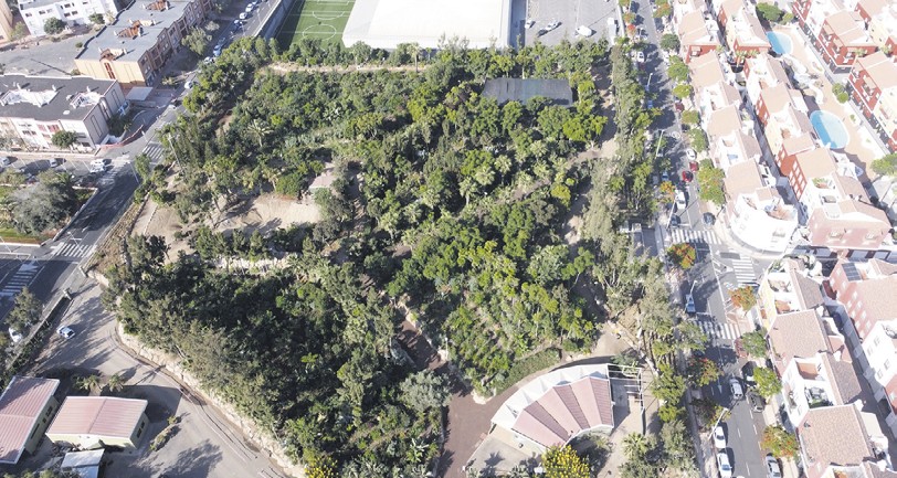 Imagen aérea del Parque Central de Adeje, en la zona de Las Nieves-Las Torres. DA