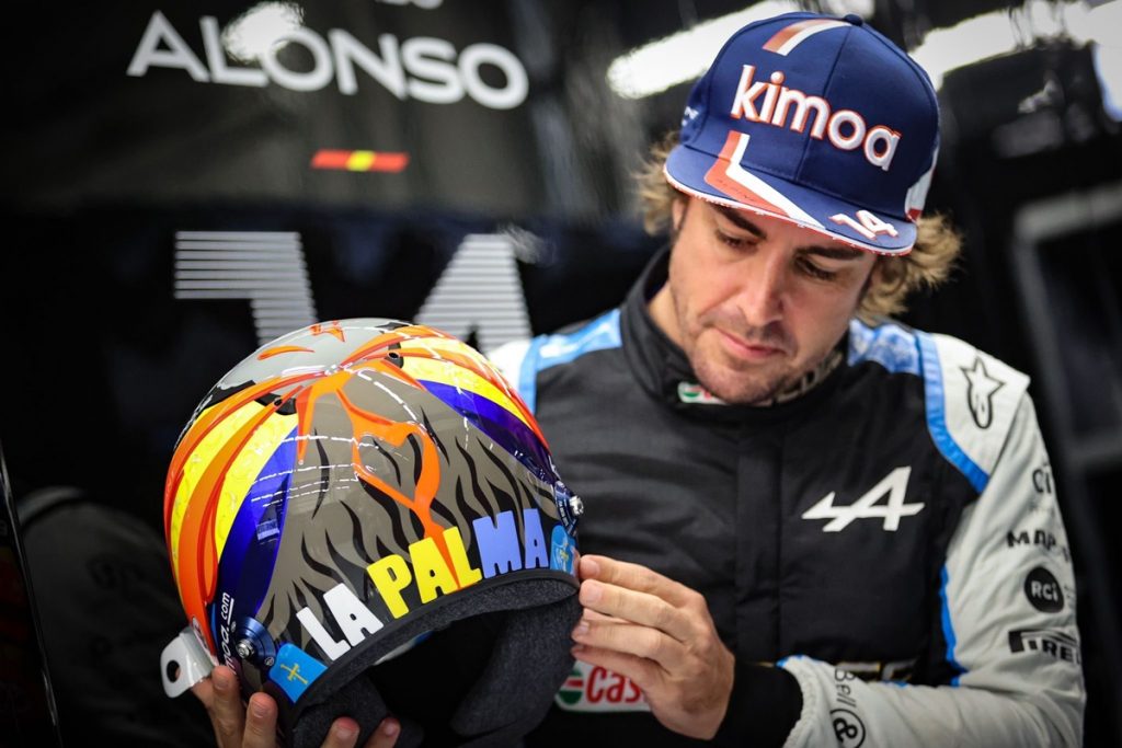 El casco de Fernando Alonso que homenajea a La Palma.
