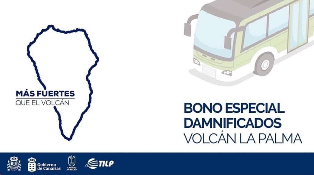 Bonos de guagua gratis para los afectados por el volcán de La Palma. DA