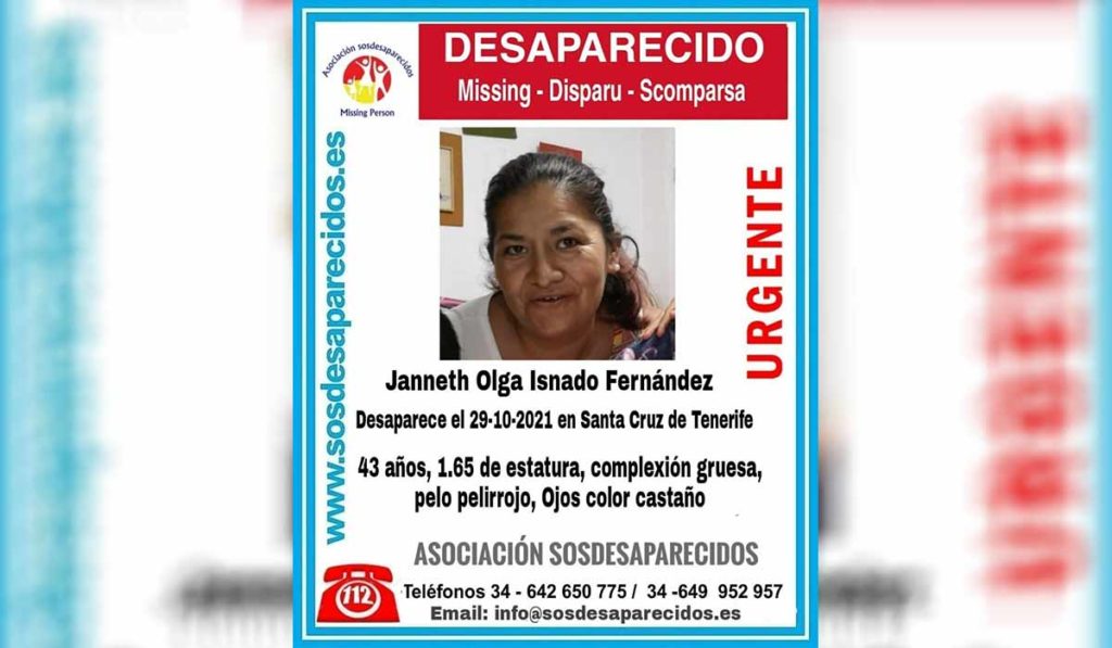 Buscan a Janneth Olga, desaparecida en Tenerife. SOS Desaparecidos