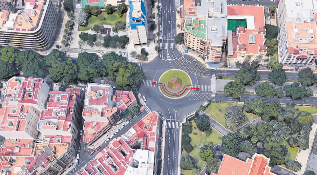 Los dos proyectos que se barajan es soterrar y dar continuidad peatonal con cambios en el tráfico sobre superficie. Google Earth
