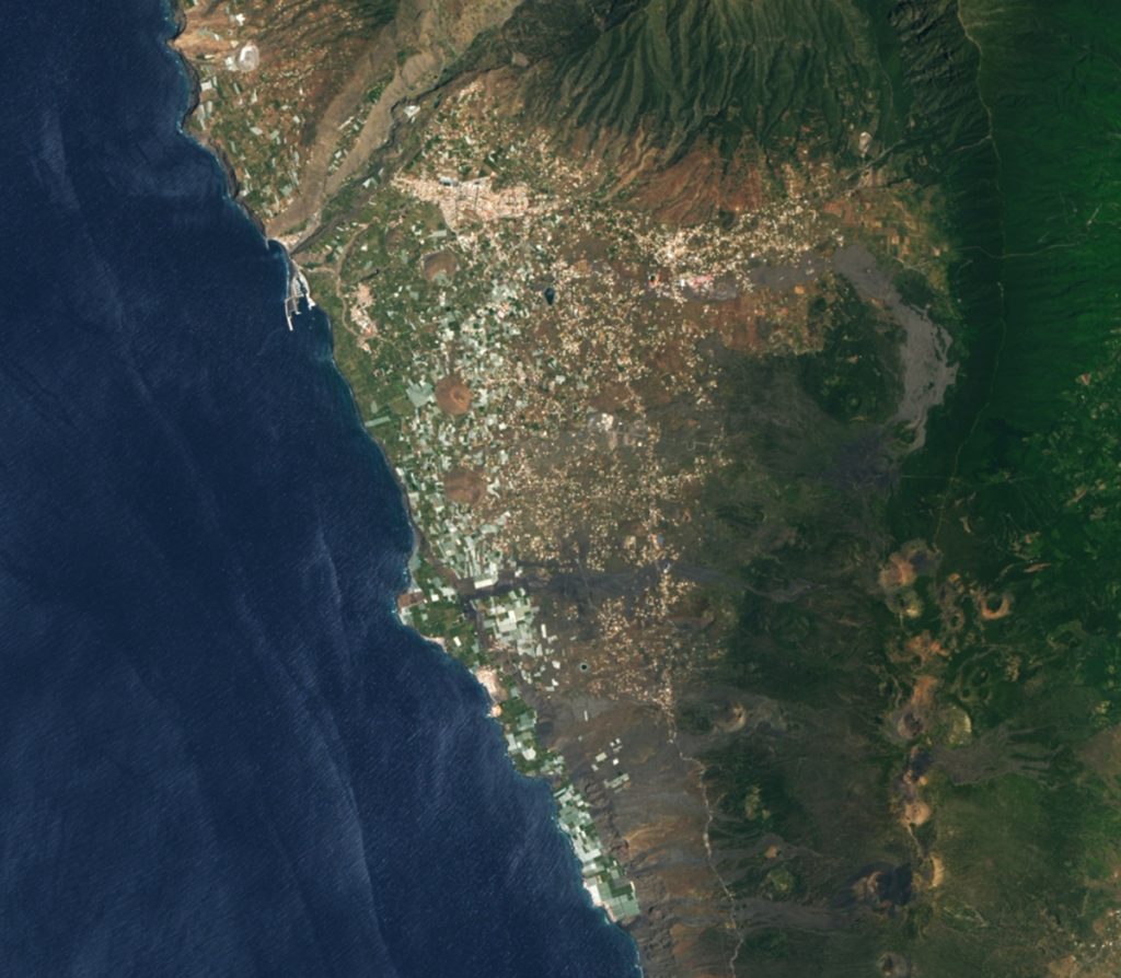 Los cambios en las superficie de La Palma vistos desde el espacio