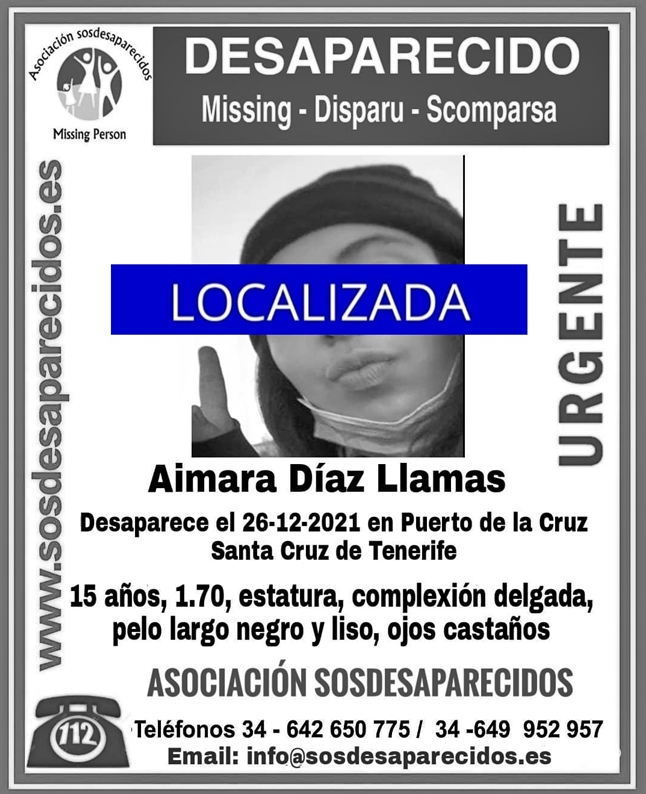 Encuentran a la joven que había desaparecido en Tenerife. SOS Desaparecidos
