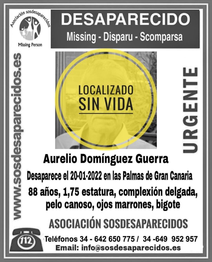 Encuentran el cuerpo sin vida de Aurelio, desaparecido en Gran Canaria