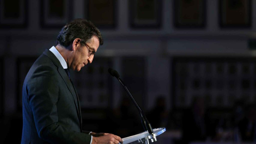 Alberto Núñez Feijóo este miércoles en un acto en Galicia. Efe