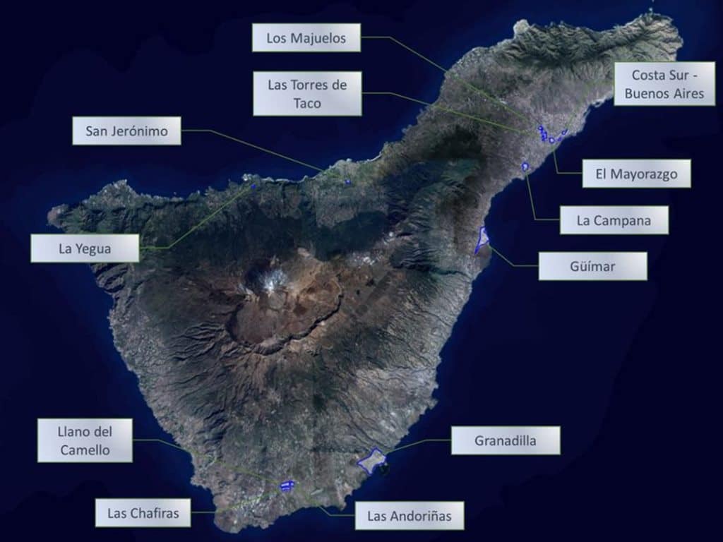 Las 12 áreas industriales de Tenerife.