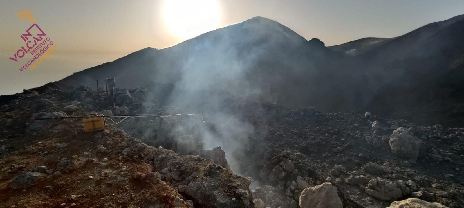 Derrumbe en el cráter del volcán de La Palma