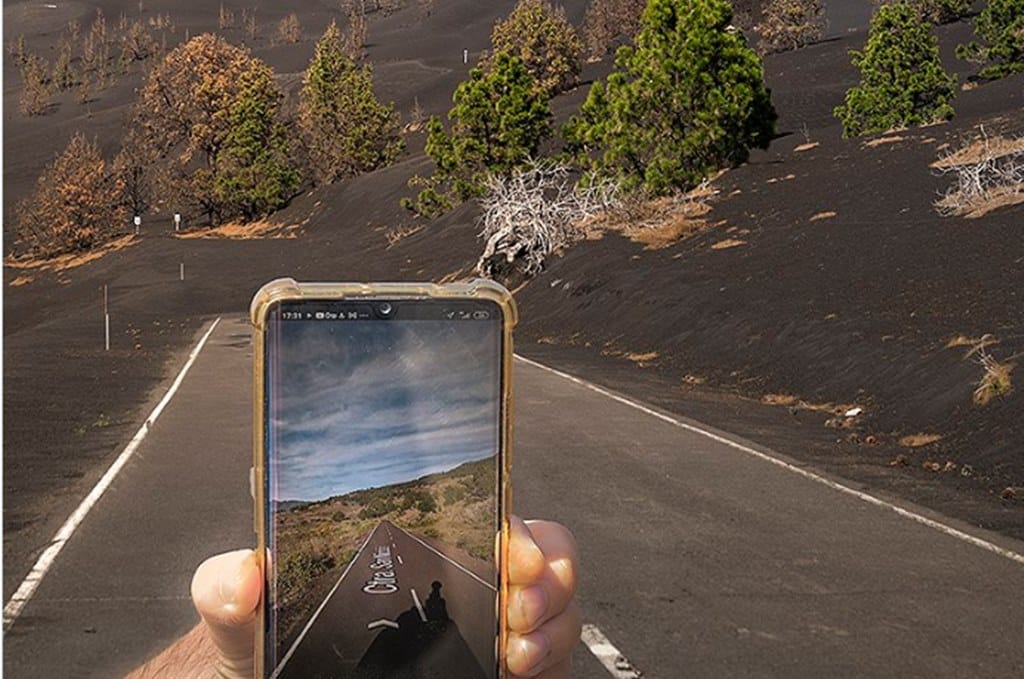 El antes y el después del volcán de La Palma en Google Street View en la cámara de Imanol Zuaznabar